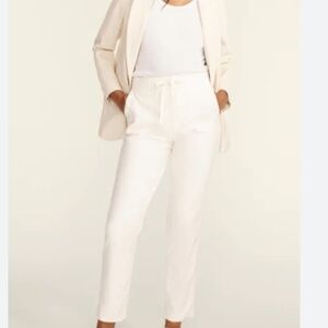 NWT J Crew Linen Blend Elastic/Drawstring Waist Pants Ivory Size 14